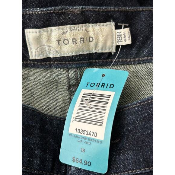 Torrid Jeans Womens Size 18 Boyfriend Dark Wash Cuffed Mid Rise Stretch Denim - Picture 6 of 14